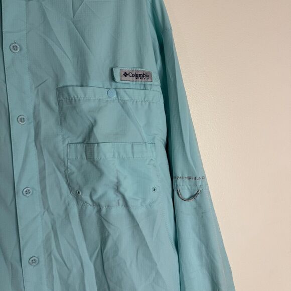 Columbia PFG Shirt Mens Large Blue Omni-Shade Fishing Long Sleeve UPF Quick Dry - Picture 5 of 11